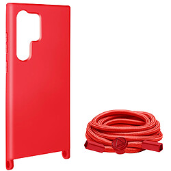 Avizar Coque Cordon Semi-Rigide pour Samsung Galaxy S24 Ultra Rouge