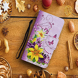 Etui en PU Impression de motifs avec support fleur jaune pour votre Samsung Galaxy A32 4G (EU Version)