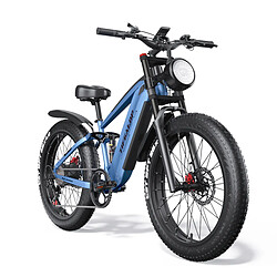 Vélo électrique Tifgalop 26" pour adultes 48V 18Ah Batterie amovible 1000W Fat Bike - Bleu pas cher