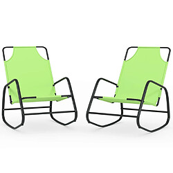 vidaXL Chaises longues à bascule lot de 2 vert acier et textilène