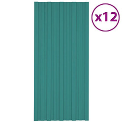 vidaXL Panneaux de toiture 12 pcs Acier galvanisé Vert 100x45 cm