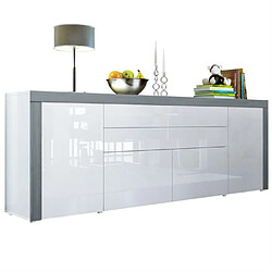 Mpc Buffet Blanc Haute Brillance Et Avola-anthracite (hxlxp) : 72 X 200 X 35