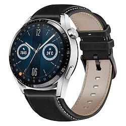 Bracelet en PU 22mm avec boucle, noir pour votre Huawei Watch GT3/Samsung Galaxy Watch 46mm