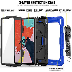 Avis Wewoo Coque Renforcée Gel de silice coloré antichoc + Etui de protection pour iPad Pro 11 pouces 2018 avec support et bandoulière et dragonne et fente stylo Bleu