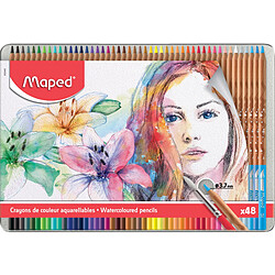 Maped Crayon de couleur, aquarellable, étui de 48 en métal ()