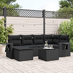 Maison Chic Ensemble Tables et chaises d'extérieur 7pcs avec coussins,Salon de jardin noir résine tressée -GKD383889