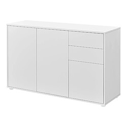 Helloshop26 Buffet commode meuble de rangement pratique avec 2 tiroirs 3 portes 117 cm blanc mat 03_0005047