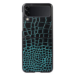 Coque en TPU + cuir véritable texture croco vert pour votre Samsung Galaxy Z Flip3 5G