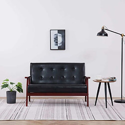 Maison Chic Canapé à 2 places,Sofa de Salon,Canapé droit Noir Similicuir -GKD836636