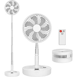 Avis (Blanc-7,8") Ventilateur sur Pied Portable avec Télécommande, Ventilateur sur Pied Pliable de 7,8 Pouces, Ventilateur de Sol Alimenté Par Batterie Rechargeable par USB, Réglable En Hauteur, 4 Vitesses