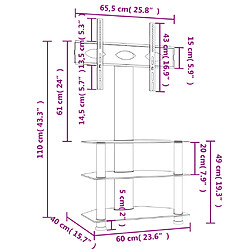 vidaXL Meuble TV d'angle 3 niveaux pour 32-70 pouces noir et argenté pas cher