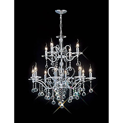 Luminaire Center Suspension Zinta 2 Tier 12 Ampoules chrome poli/cristal (Assemblage nécessaire)