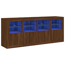 Maison Chic Commode Buffet - Meuble de rangement avec lumières LED chêne marron 163x37x67 cm -GKD57612