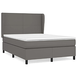 vidaXL Sommier à lattes de lit avec matelas Gris 140x190 cm Similicuir