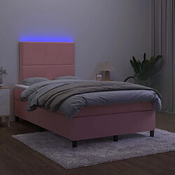 Avis vidaXL Sommier à lattes de lit avec matelas LED Rose 120x200cm Velours