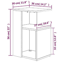 vidaXL Table d'appoint Chêne marron 36x30x56 cm Bois d'ingénierie pas cher