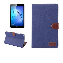 Wewoo Housse Étui bleu pour cartes et porte-monnaie cadre photo Huawei MediaPad T3 8.0 Denim Texture horizontale Flip en cuir avec titulaire fentes