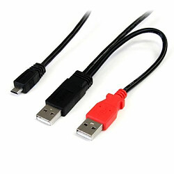 StarTech.com Câble USB 2.0 en Y A vers Micro B de 91 cm - Cordon USB pour disque dur externe - 2x USB A (M) vers 1x USB Micro B (M)