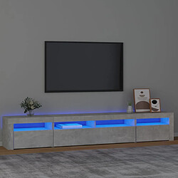 Maison Chic Meubles TV avec lumières LED - Banc TV pour salon Gris béton 240x35x40 cm -MN83008