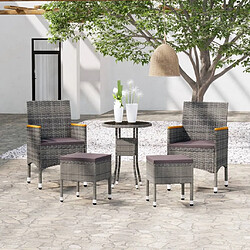 Maison Chic Salon de jardin 5 pcs | Ensemble de Table et chaises | Mobilier d'Extérieur Résine tressée Gris -GKD87663