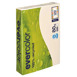 Ramette papier couleur recyclé Clairefontaine Evercolor A4 80 gr - 500 feuilles - ivoire - Lot de 5