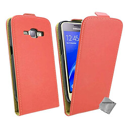 Htdmobiles Housse etui PU cuir fine pour Samsung Galaxy J1 (2016) + film ecran - ROUGE