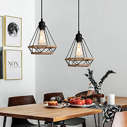 Acheter Stoex Plafonnier D'Intérieur Rétro Noir Suspension Luminaire en Corde de Chanvre 20CM Lustre Diamant Suspension Lustre Vintage en Métal