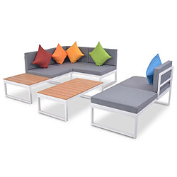 Maison Chic Salon de jardin 4 pcs + coussins - Mobilier/Meubles de jardin - Table et chaises d'extérieur Aluminium et WPC -MN19382