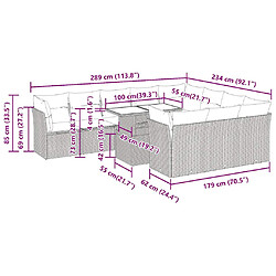 vidaXL Salon de jardin 11 pcs avec coussins beige résine tressée pas cher
