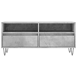 Maison Chic Meuble TV scandinave - Banc TV pour salon gris béton 100x34,5x44,5 cm bois d'ingénierie -MN30755 pas cher