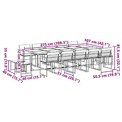 vidaXL Ensemble à manger de jardin avec coussins 15 pcs noir textilène pas cher