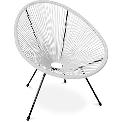 ICONIK INTERIOR Fauteuil Acapulco - Piétement Noir - Nouvelle Édition Blanc