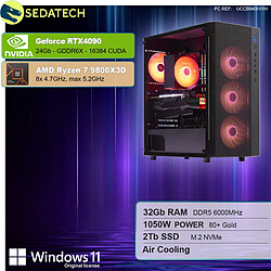 Sedatech PC Gamer Pro ATX • AMD Ryzen 7 9800X3D • RTX4090 • 32Go DDR5 • 2To SSD M.2 • Windows 11