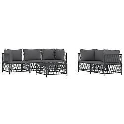 Avis Maison Chic Salon de jardin 6 pcs avec coussins - Table et chaises d'extérieur - Mobilier/Meubles de jardin Moderne anthracite acier -MN54065