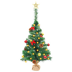 vidaXL Arbre de Noël artificiel pré-éclairé avec boules vert 64 cm