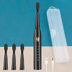 Universal Brosse à dents électrique à ultrasons, audio et vidéo, brosse à dents rechargeable, brosse à dents lavable, brosse électronique à dents blanchissante, tête de brosse pour adultes, minuterie(Le noir) pas cher