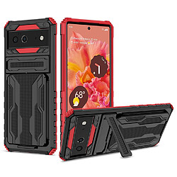 Coque en TPU anti-griffes avec porte-carte, rouge pour votre Google Pixel 6