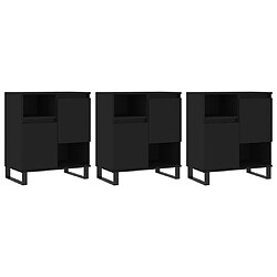 vidaXL Buffets 3 pcs noir bois d'ingénierie