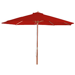 Decoshop26 Parasol de jardin diamètre 3m polyester rouge et bois pieds de parasol non inclus 04_0008012