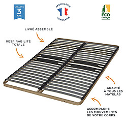 Ebac Sommier à lattes 140x200 C322 - 46 lattes bois - Fabrication française