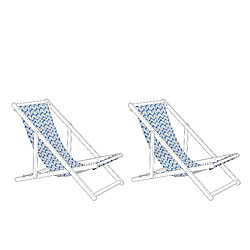 Beliani Lot de 2 toiles pour transat ANZIO / AVELLINO motif zigzag bleu / blanc - terre cuite