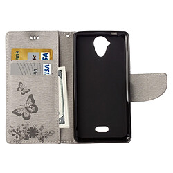 Acheter Wewoo Coque gris Wiko U Feel Lite Étui en cuir à rabat avec motif fleurs et papillon avec boucle magnétique Titulaire & Slots de cartes Portefeuille