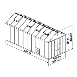 Serre de jardin 14.28m² gris anthracite - 702210 - PALRAM