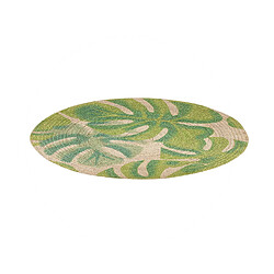 Acheter Beliani Tapis en jute ?140 cm beige / vert motif feuille BAYAT - beige-vert