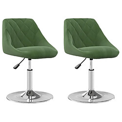 vidaXL Chaises pivotantes à manger lot de 2 Vert foncé Velours