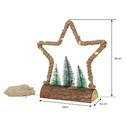 Ecd Germany Étoile de Noël en jute avec éclairage LED3 sapins petit sac en jute minuterie pas cher