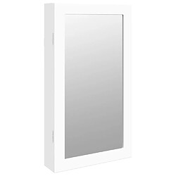 vidaXL Armoire à bijoux avec miroir et éclairage LED mural blanc