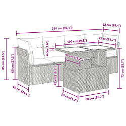 vidaXL Salon de jardin 5 pcs avec coussins gris résine tressée pas cher