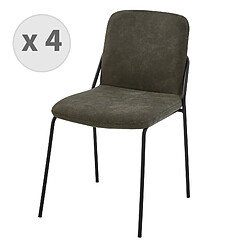 Moloo VICKIE-Chaise en microfibre vintage Ebène et pieds métal noir (x4)