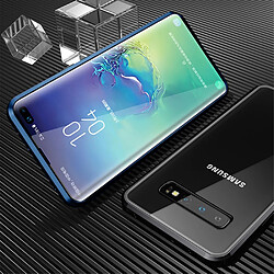 Bumper en métal complètement magnétique noir/bleu pour votre Samsung Galaxy S10